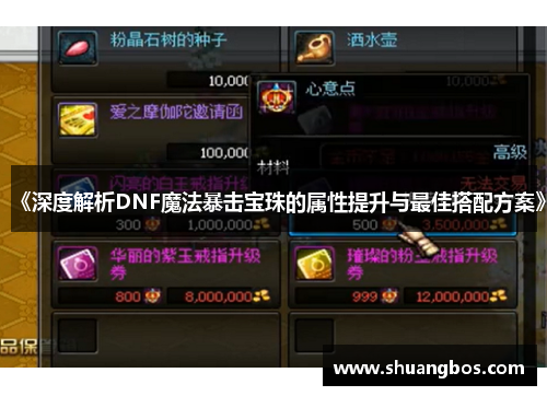 《深度解析DNF魔法暴击宝珠的属性提升与最佳搭配方案》